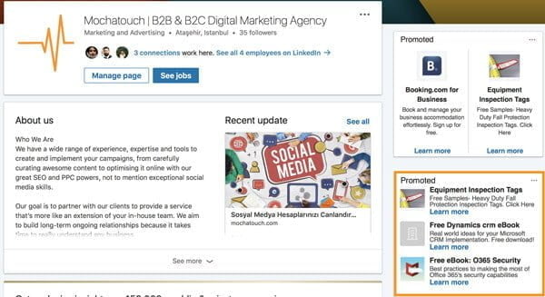 Linkedin Advertising Text Ads On Linkedin Company Page